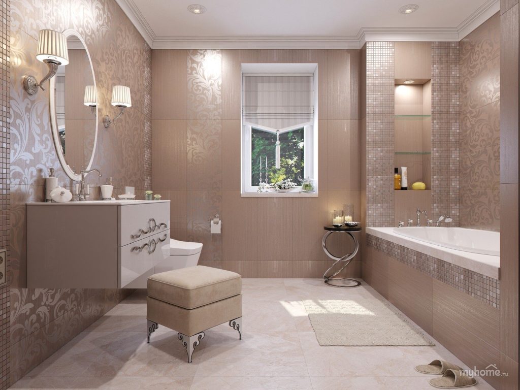 Дизайн ванной комнаты в стиле гламур